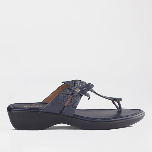 Froggie Shoes Shoes 4 / Navy / 12930 T-bar with flow Sandal in Navy - 12930