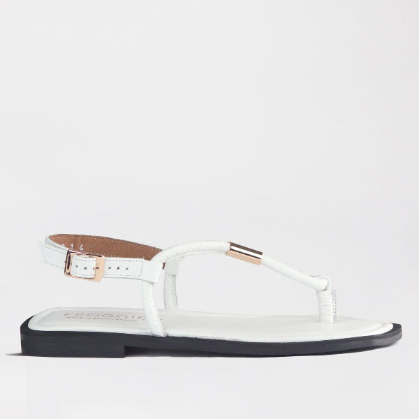 Froggie Shoes Shoes 4 / White / 12994 Spaghetti jewel thong Flat Sandal in White  - 12994