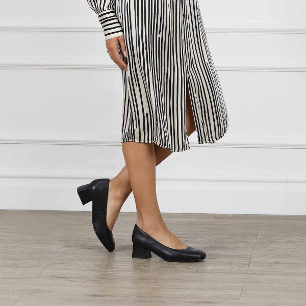 Froggie Shoes Shoes Block Heel Court Shoe in Black - 12476