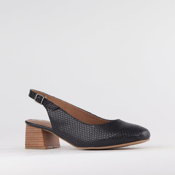 Froggie Shoes Shoes Block Heel Slingback in Black - 12595