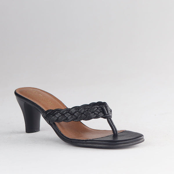 Froggie Shoes Shoes Braided Mule Heeled Sandals in Black -12969