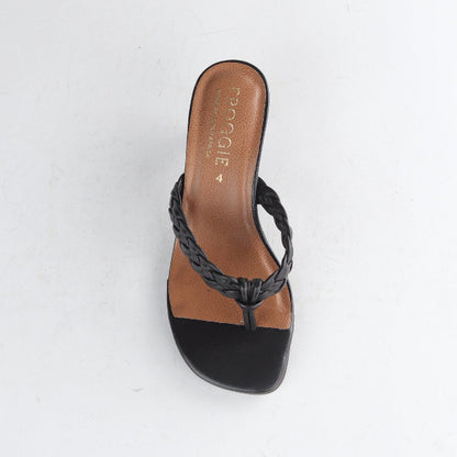 Froggie Shoes Shoes Braided Mule Heeled Sandals in Black -12969