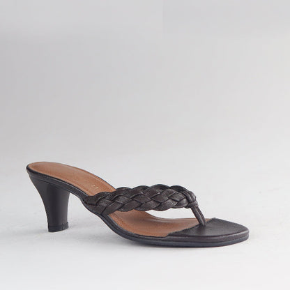 Froggie Shoes Shoes Braided Mule Heeled Sandals in Brown -12969