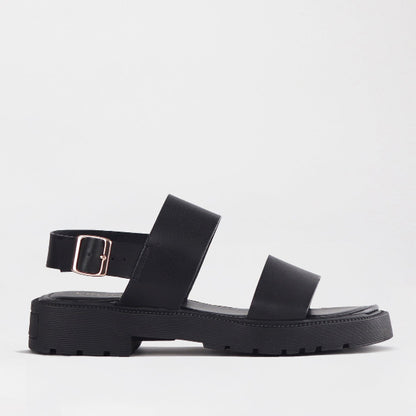 Froggie Shoes Shoes C36 / Black / 12711 Double Band Buckle Strap in Black - 12711