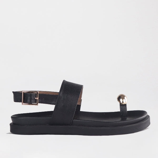 Froggie Shoes Shoes C36 / Black / 13006 Toe Jewel Flat sandal in Black - 13006
