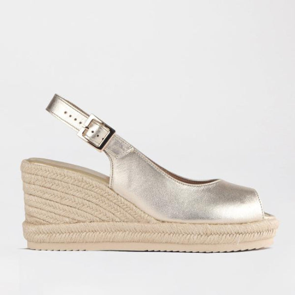 Froggie Shoes Shoes C37 / Gold / 12684 Espadrille Slingback Wedge Sandal in Gold - 12684