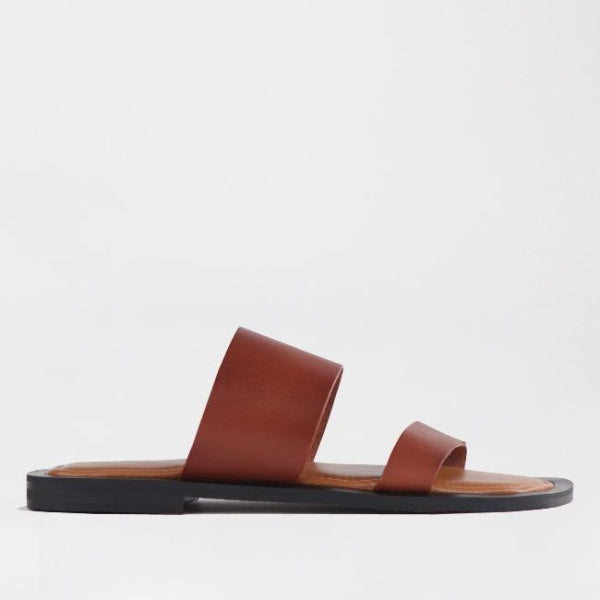 Froggie Shoes Shoes 4 / Chestnut / 12716 Grecian inspired Flat Mule Sandal in Chestnut - 12716