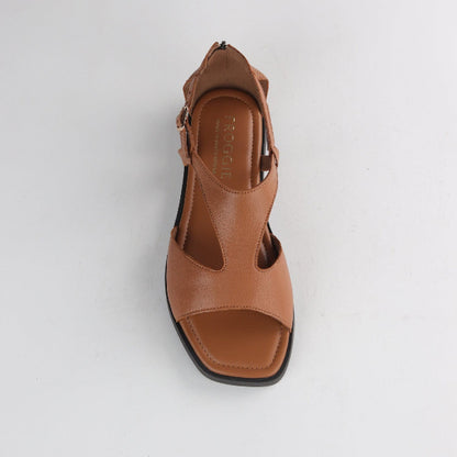 Froggie Shoes Shoes Close Back T-Bar Flat Sandal in Tan - 12888