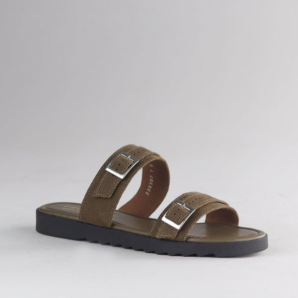 Factory Shop Shoes Double Buckle Slide in Forest - 12919