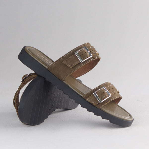 Factory Shop Shoes Double Buckle Slide in Forest - 12919