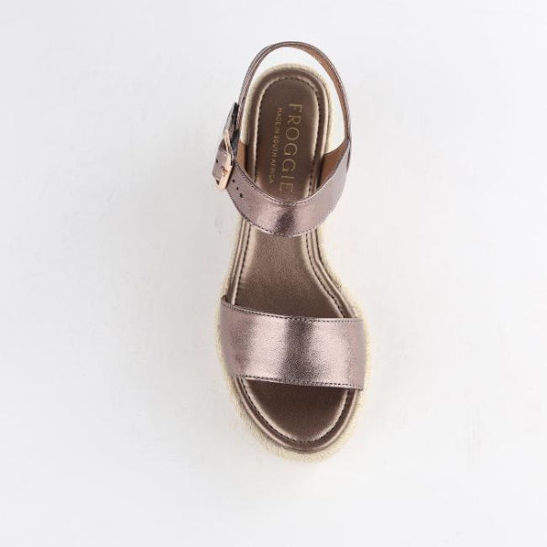 Froggie Shoes Shoes Espadrille Wedge Sandal in Lead Metallic - 12683