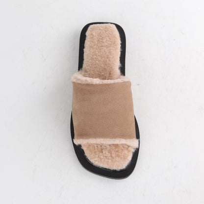 Froggie Shoes Shoes Flat Mule Sandal with Genuine Sheepskin lining in Stone - 12710