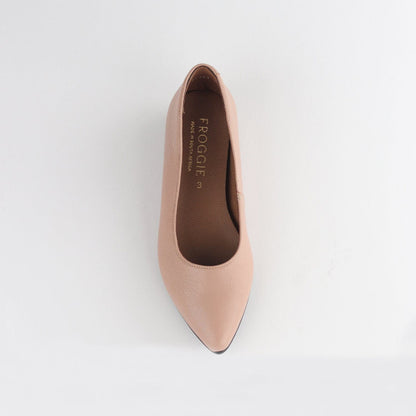 Froggie Shoes Shoes Flat Pointed Court Shoe in Nude Porcelain - 12713