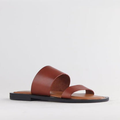 Froggie Shoes Shoes Grecian inspired Flat Mule Sandal in Chestnut - 12716