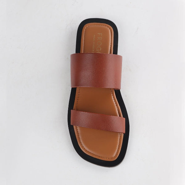 Froggie Shoes Shoes Grecian inspired Flat Mule Sandal in Chestnut - 12716
