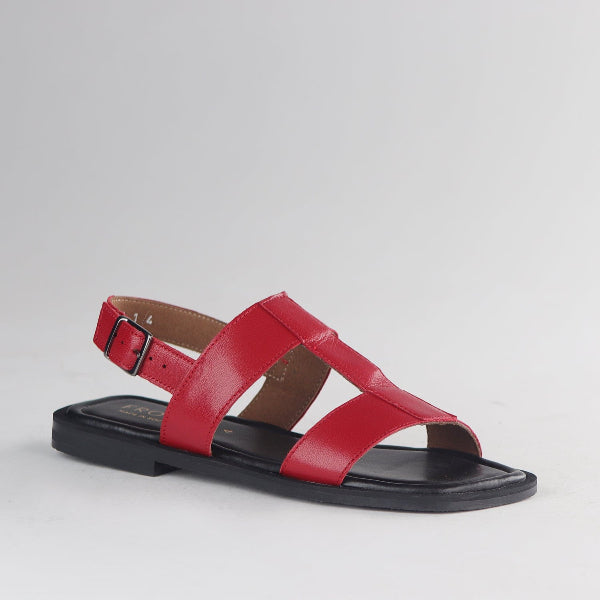 Froggie Shoes Shoes Grecian inspired Flat Sandal in Scarlet - 12891