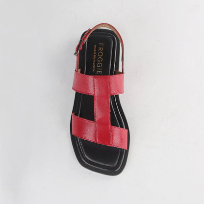 Froggie Shoes Shoes Grecian inspired Flat Sandal in Scarlet - 12891