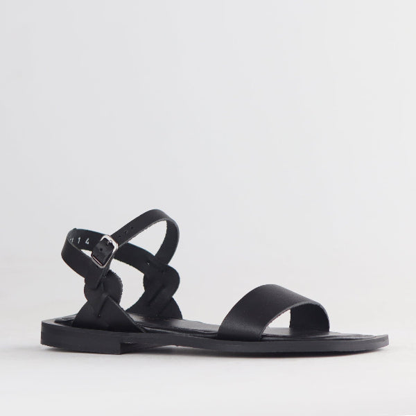 Froggie Grecian inspired Slingback Sandal in Black - 12889- side angle. 