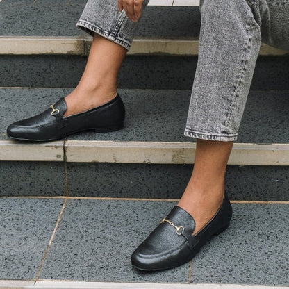 Froggie Shoes Shoes Loafer with Gold Trim in Black - 12451
