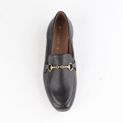 Froggie Shoes Shoes Loafer with Gold Trim in Black - 12451