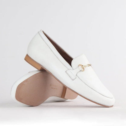 Froggie Shoes Shoes Loafer with Gold Trim in White - 12451