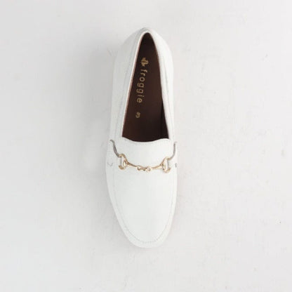 Froggie Shoes Shoes Loafer with Gold Trim in White - 12451