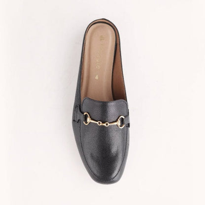 Froggie Shoes Shoes Mule with Gold Trim in Black - 12450