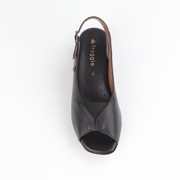 Froggie Shoes Shoes Open Toe Slingback Sandal in Black - 10345