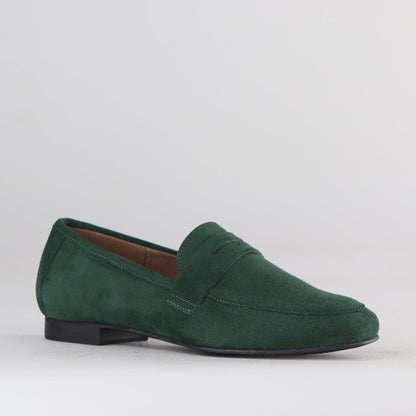 Froggie Shoes Shoes Penny Loafer in Pine Suede - 12587
