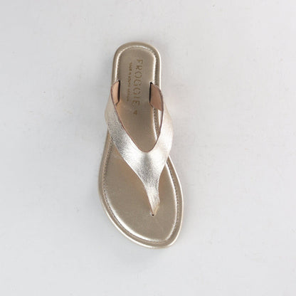 Froggie Shoes Shoes Slim-Line Thong Sandals in Gold - 13001
