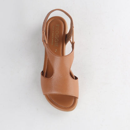 Froggie Shoes Shoes Slingback T-Bar Flat Sandal in Tan - 12104