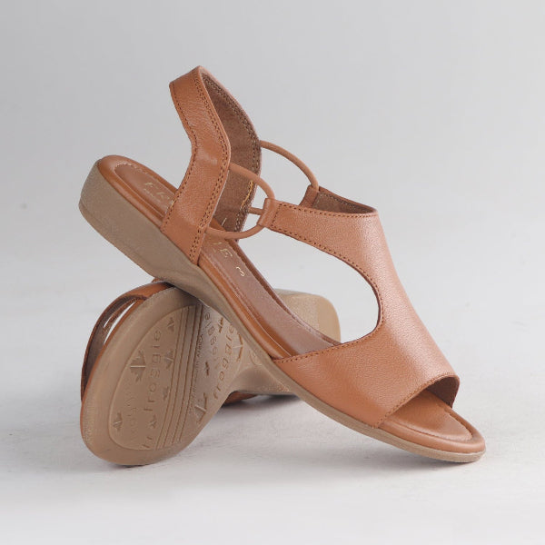 Froggie Shoes Shoes Slingback T-Bar Flat Sandal in Tan - 12104