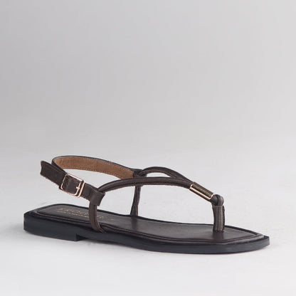 Froggie Shoes Shoes Spaghetti jewel thong Flat Sandal in Brown - 12994