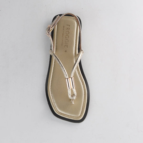 Froggie Shoes Shoes Spaghetti jewel thong Flat Sandal in Gold - 12994
