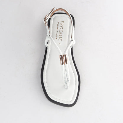 Froggie Shoes Shoes Spaghetti jewel thong Flat Sandal in White  - 12994