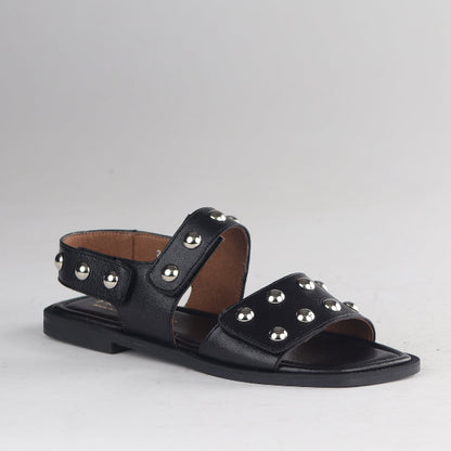 Froggie Shoes Shoes Studded slingback flat sandal in Black - 13005
