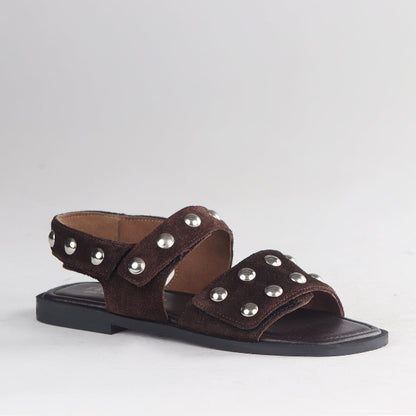 Froggie Shoes Shoes Studded slingback flat sandal in Brown - 13005
