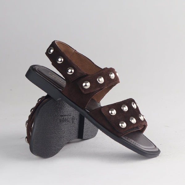 Froggie Shoes Shoes Studded slingback flat sandal in Brown - 13005