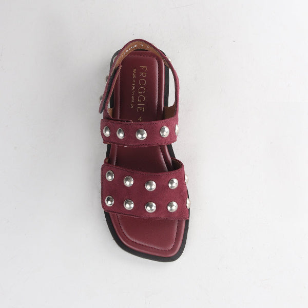 Froggie Shoes Shoes Studded slingback flat sandal in Burgundy - 13005