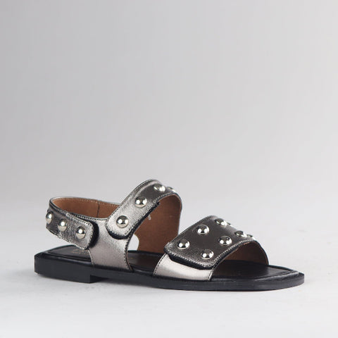 Froggie Shoes Shoes Studded slingback flat sandal in Pewter - 13005