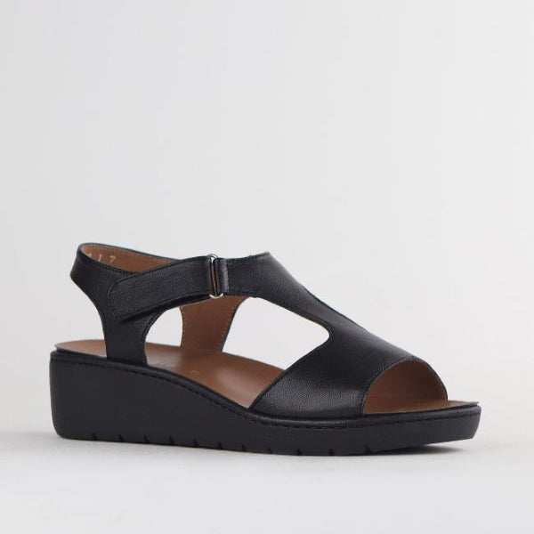 Froggie Shoes Shoes T-Bar Wedge Sandal with Removable Footbed Black - 12666
