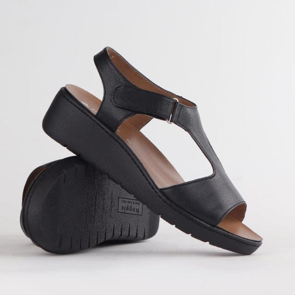 Froggie Shoes Shoes T-Bar Wedge Sandal with Removable Footbed Black - 12666