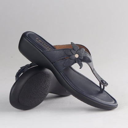Froggie Shoes Shoes T-bar with flow Sandal in Navy - 12930