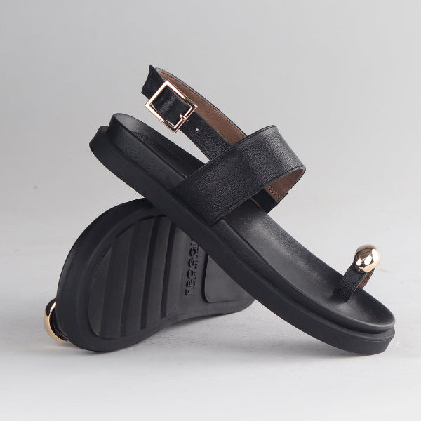 Froggie Shoes Shoes Toe Jewel Flat sandal in Black - 13006