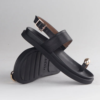 Froggie Shoes Shoes Toe Jewel Flat sandal in Black - 13006