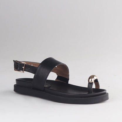 Froggie Shoes Shoes Toe Jewel Flat sandal in Black - 13006