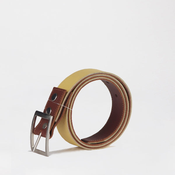 Women's Reversible Belt in Chestnut and Butter yellow | South
