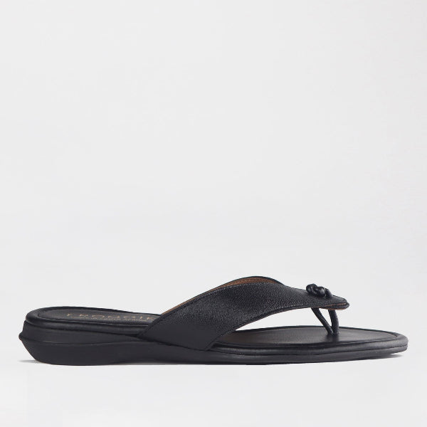 Froggie Shoes Shoes Open-toe slip-on V -mule flat sandal in Black - 12955
