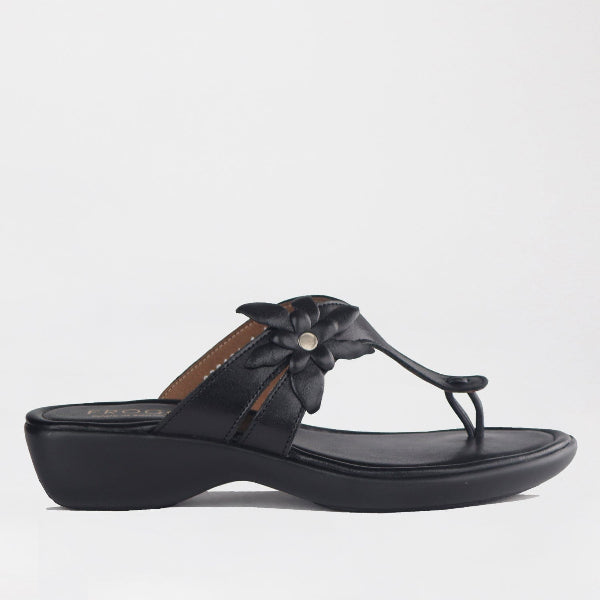 Froggie Shoes Shoes 4 / Black / 12930 T-bar with flow Sandal in Black - 12930