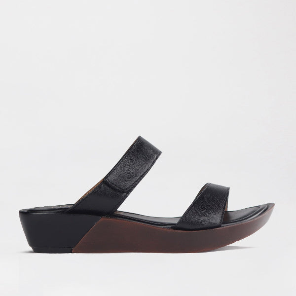 Froggie Shoes Shoes 3 / Black / 12926 Double band leather sandal in Black - 12926